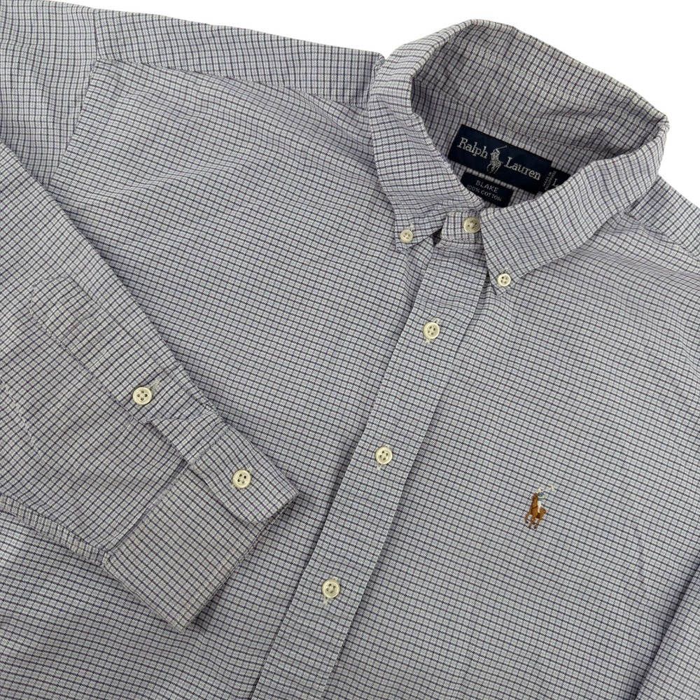 Ralph Lauren Blake Men's L Gingham Button Down Shirt Long Sleeve Cotton Casual